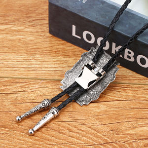 Corbata Bolo Vintage para Hombre, Collar de Cuero, Accesorios para Cuello y Camisa, Estilo <span class=keywords><strong>Vaquero</strong></span> Americano del Oeste, Corbata Poirot - Product Image 4