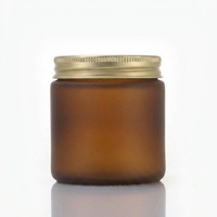 Bocaux en verre ambré givré de 4 oz à parois droites avec bouchons en ABS/aluminium/phénolique, stockage polyvalent, logo personnalisé disponible
