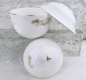 Traditional <b>Chinese</b> Ceramic <b>Bowl</b> With Lid Under Glazed Landscape Design Dishwasher Safe Food Serving <b>Bowls</b> - Product Image 4