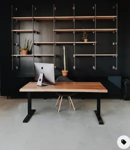 בית משרד שולחן עם משתנה גובה רגל עץ מלא שולחן למעלה עומד שולחן