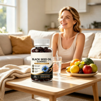 Gummies à l'huile de nigelle, vitamine E, biotine, collagène, mélange d'herbes multivitaminées, antioxydant, oméga 3 6 9