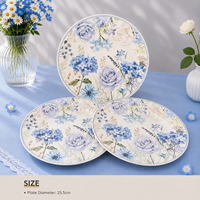 Assiette en céramique imprimée Hortensia Rose, motif floral, pour la maison et les fêtes