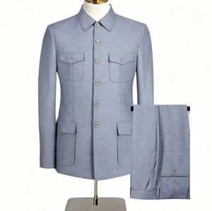 Completo da Uomo Cinese a 2 Pezzi Zhongshan: Abito da Cerimonia, Matrimonio, Business, Formale, <span class=keywords><strong>per</strong></span> Feste e Balli, <span class=keywords><strong>Abbigliamento</strong></span> <span class=keywords><strong>Safari</strong></span> di Alta Qualità - Product Image 1