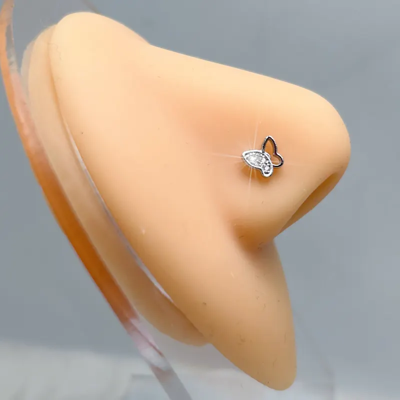 316L cincin hidung kupu-kupu baja bedah, Perhiasan Badan tindik kancing hidung untuk wanita