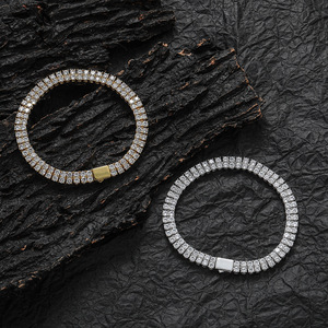 6Mm <b>Copper</b> Micro-inlaid Zircon Double-row <b>Bracelet</b>, Hip-hop <b>Bracelet</b>, Tennis Chain. Tanjing Fashion Lijing Necklace - Product Image 3