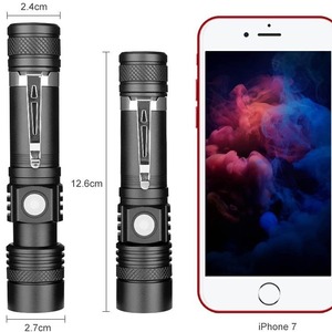 Nuova Torcia in Lega di Alluminio Ricaricabile USB T6, Zoom Regolabile, Lunga Portata, Alta Luminosità, IPX4, Luce LED Portatile per Illuminazione <span class=keywords><strong>Decorativa</strong></span> - Product Image 4