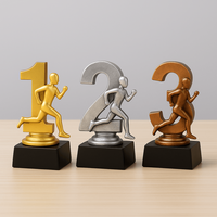 Trophée de course personnalisé WeiVista avec numéro de classement, médaille en résine, style récompense, gravure de logo personnalisée pour les compétitions scolaires