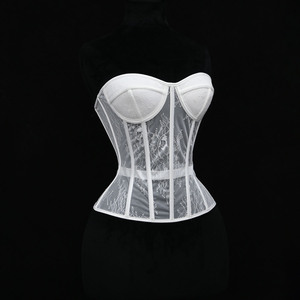 Top <span class=keywords><strong>Corsetto</strong></span> Modellante FancyShape con Pizzo e Rete, Bustier <span class=keywords><strong>Push</strong></span>-<span class=keywords><strong>up</strong></span> in Spandex/Nylon per Feste - Product Image 2