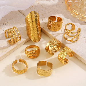 Jz056 Ban Nhạc Rộng Hình Học Có Thể Điều Chỉnh Nhẫn-Pháp Cổ Điển Lấy Cảm Hứng Mở Stackable Nhẫn, Thép Không Gỉ Tối Giản Đồ Trang Sức - Product Image 4