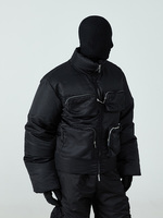 Veste matelassée en toile personnalisée demi-col zippé manches longues debout style décontracté de rue coupe normale manteau d'hiver de courte longueur