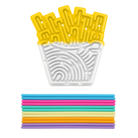 Tablero Sensorial de Silicona de Doble Cara con Diseño de Papas Fritas, Juguete Educativo Giratorio para Aliviar el Estrés para Niños de 5 a 7 Años
