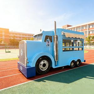 Camión de Comida Comercial Inspirado en un Camión de Carga, con Toldo Rayado para Helados, Aperitivos en Parques al Aire Libre, Construcción de Acero Inoxidable 4 - Product Image 5