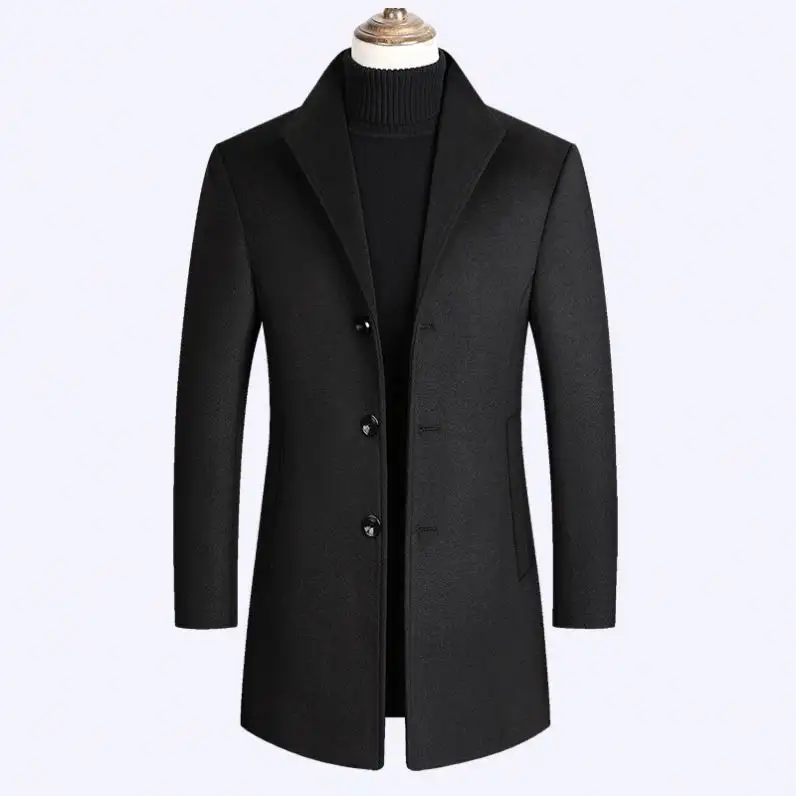 Men's Clothing Winter Coat Men Europe And America Long Wool for Thick Men's Trench Slim Fit OvercoatMen's Jackets