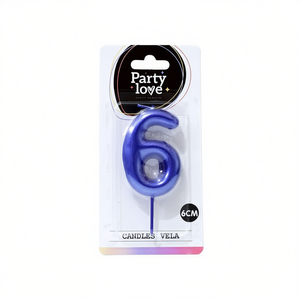 Bougie d'anniversaire Party Love bleue numéro 6, 6 cm - Product Image 2