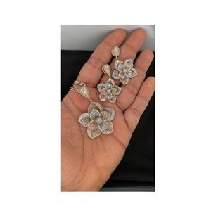 High on Demand Fashion <b>Jewellery</b> Earring with Pendant <b>Set</b> with 14 kt Real White <b>Gold</b> for Anniversary Gifting Use - Product Image 1