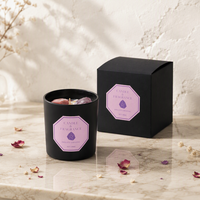 Bougie Cylindrique Artistique en Cire de Soja Parfumée à la Pierre de Cristal Noire pour Aromathérapie, Commande en Gros, Coffret Cadeau
