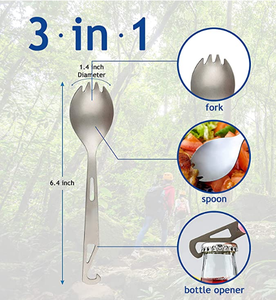DF816 Cuchara, Tenedor y Abrebotellas Saludables y Ecológicos para Viajes/Campamentos en un Estuche de Tela Fácil de Guardar - Product Image 5