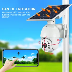 4G Sim Card Wifi Pir Security Wireless Camara 4G Solar Square Panel Batteries Power Ip Speed Dome Camera