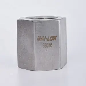 NAI-LOK 1 inch Stainless Steel SS316 Hexagon Long Nuts Female NPT x Female NPT Hex Coupling Connector