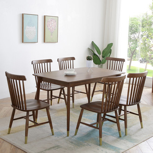 Solid Wood Nordic Style <b>Dining</b> <b>Table</b> Walnut Color Rectangle Mortise And Tenon Structure Stable <b>Dining</b> Room Furniture - Product Image 2