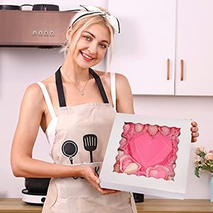 กล่องกระดาษคราฟท์สีขาวธรรมชาติสำหรับเบเกอรี่ พร้อมหน้าต่าง PVC กล่องคุกกี้ขนาดใหญ่ - Product Image 5