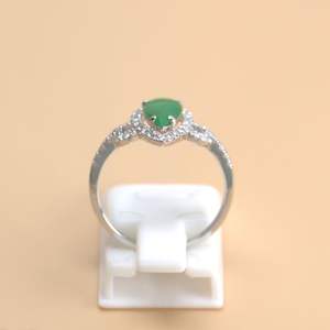 Natural Jadeite White Gold Diamond Ring <b>Chinese</b> Vintage Gemstone Jewelry 18K White Gold Diamond Jadeite Ring - Product Image 5