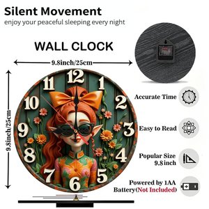 Round Wooden Wall <b>Clock</b> Artistic Carved Wood 25Cm Non Ticking Home Living Room Decor <b>Clock</b> - Product Image 5