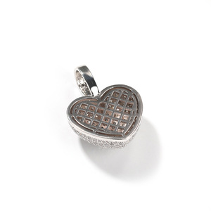 TD1 Collar con colgante de diamante dorado para mujer con cadena de cuerda de latón de 3mm en forma de corazón Estilo hip-hop Encanto helado Precio al por mayor barato - Product Image 2