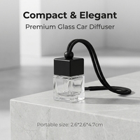 Botella de Vidrio Transparente Cuadrada para Colgar Fragancias, con Tapa Negra, Frasco Vacío en Forma de Cubo, Colgante para Auto, Envase para Fragancias Líquidas