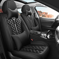 Housses de siège auto universelles en cuir imperméable, ensemble complet pour SUV, camionnette, berline, protection automobile toutes saisons, luxe avec coussins