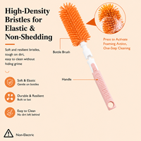 Ensemble de brosses à biberons en silicone PP à long manche pour nettoyer les biberons et les gobelets pour bébés et tout-petits