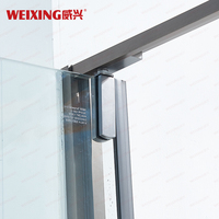 Cabine de douche d'hôtel moderne personnalisée Weixing Porte de douche pivotante en verre trempé à cadre gris pistolet brossé en acier inoxydable 304