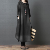 Robe longue en jean oversize pour femme grande taille, à manches longues, délavée, style tunique décontractée pour l'automne 2026