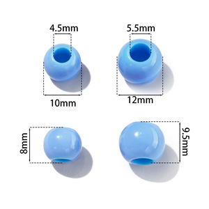 Perles rondes en acrylique 10 mm, couleur macaron, grand trou, fournitures de bricolage pour la création de bijoux pour enfants - Product Image 2