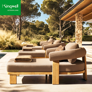 Ensemble de meubles de patio d'extérieur, chaise longue, balcon, piscine, lit de jour en teck, chaises longues pour la plage - Product Image 1