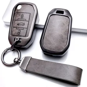 Funda de cuero y aleación de zinc para llave de <span class=keywords><strong>Citroen</strong></span> Berlingo 2021 <span class=keywords><strong>C3</strong></span> III <span class=keywords><strong>Aircross</strong></span> C4 C4L C5 C6 C8 Picasso y Peugeot 208 2019 308 - Product Image 3