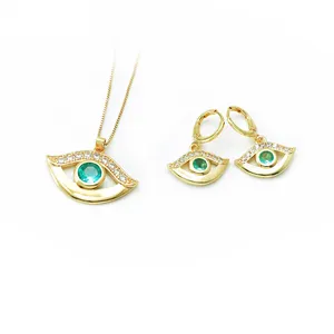 Bestone Wholesale Fashion Jewelry Devil eye Gold Plated Necklace Earing Jewelry Sets For Women