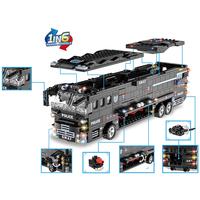 Woma Toys C0547 Set de Bloques de Construcción de Autobús Táctico, Modelo de Vehículo y Aeronave Transformable 6 en 1, Kit de Ladrillos Grandes para STEAM
