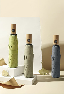 Sunday Classic 3-Paraguas plegables Mango de madera de alta calidad con marco de metal Material Pongee para días lluviosos y soleados para adultos - Product Image 6