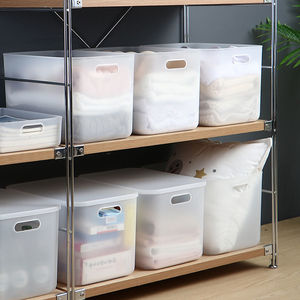 Transparent frosted <b>storage</b> <b>box</b> for office miscellaneous items and books, with <b>lid</b>, suitable for home use, plastic snack - Product Image 1