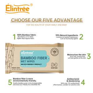 Lingettes humides en bambou bio OEM sans parfum, lingettes pour bébé non parfumées en bambou pour peaux sensibles - Product Image 4