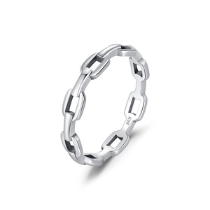 S925 <b>Silver</b> Cool Style Minimalist Korean Style Chain Link Open <b>Silver</b> <b>Ring</b> for Women Fashion <b>Adjustable</b> Finger <b>Ring</b> - Product Image 1