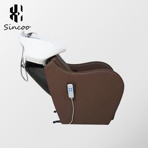 Sillón de Champú Eléctrico de Cuero Sintético de Estilo Italiano de Lujo, Moderno, Color Marrón, para Uso en Hoteles, con Reposapiés Ajustable - Product Image 4