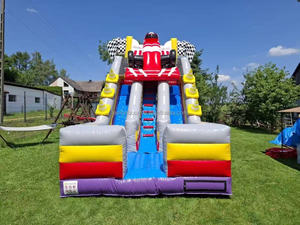 Structure gonflable commerciale à double piste avec toboggan et mur d'escalade, idéale pour les fêtes en extérieur et <span class=keywords><strong>la</strong></span> <span class=keywords><strong>location</strong></span> de jeux pour enfants - Product Image 2