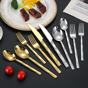 Diamond Shape 304 Stainless Steel Western Cutlery Set Knife <b>Fork</b> Spoon Dishwasher Safe For Hotel Catering Steak Dinner - Product Image 1