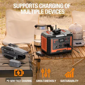 Station d'alimentation portable EBL <span class=keywords><strong>1000</strong></span> Watt 1kw Nouvelle station d'alimentation portable à onduleur Ensemble complet 1000w pour le camping - Product Image 2