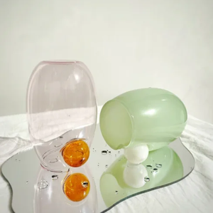 Vaso in Vetro <span class=keywords><strong>Aqua</strong></span> Personalizzato con Manico a Sfera Bianca, Decorazione da Tavolo, Vaso per Fiori in Vetro Colorato, Terrario in Vetro - Product Image 4