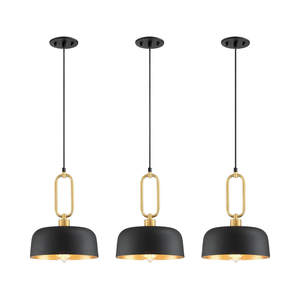 Set di 3 Lampade a Sospensione Industriali Nere Stile Fattoria, Illuminazione Regolabile per Isola Cucina, Lampadari e Luci Pendenti - Product Image 1