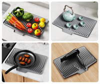 Modernes Design Silikon Dish Drain Board Counter Top Trockner mit Slope Guide für Home Kitchen Isolier platte für Geschirr