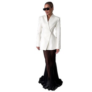 Ensemble décontracté 2 pièces TP5 pour femme : <span class=keywords><strong>Blazer</strong></span> court et jupe midi, tenue de bureau élégante et sexy, motif uni, tissé en tissu peigné - Product Image 6